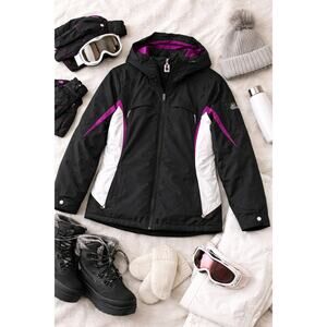 ZeroXposur Women's 3-in-1 Insulated Hooded Winter Jacket Black Purple Size L